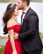 Marvelous A-line Off-the-shoulder Tulle Lace Long Prom Dress by BIZTUNNEL