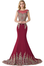 Mermaid Appliques Court Train Chiffon Evening Dress