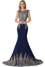 Mermaid Appliques Court Train Chiffon Evening Dress