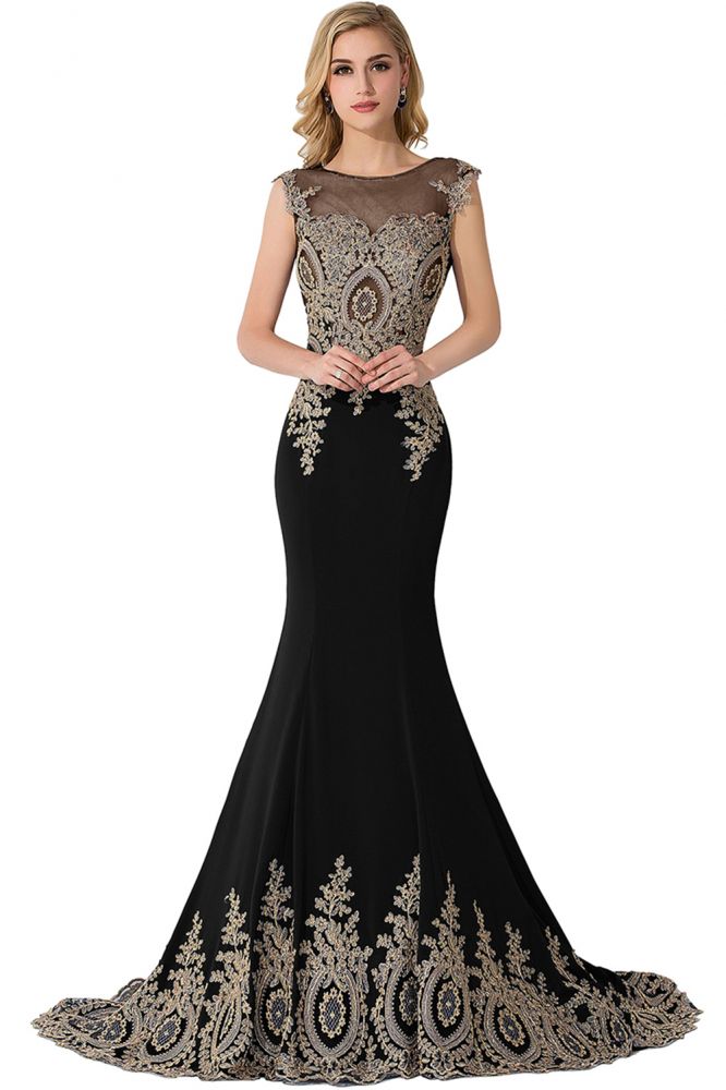 Mermaid Appliques Court Train Chiffon Evening Dress