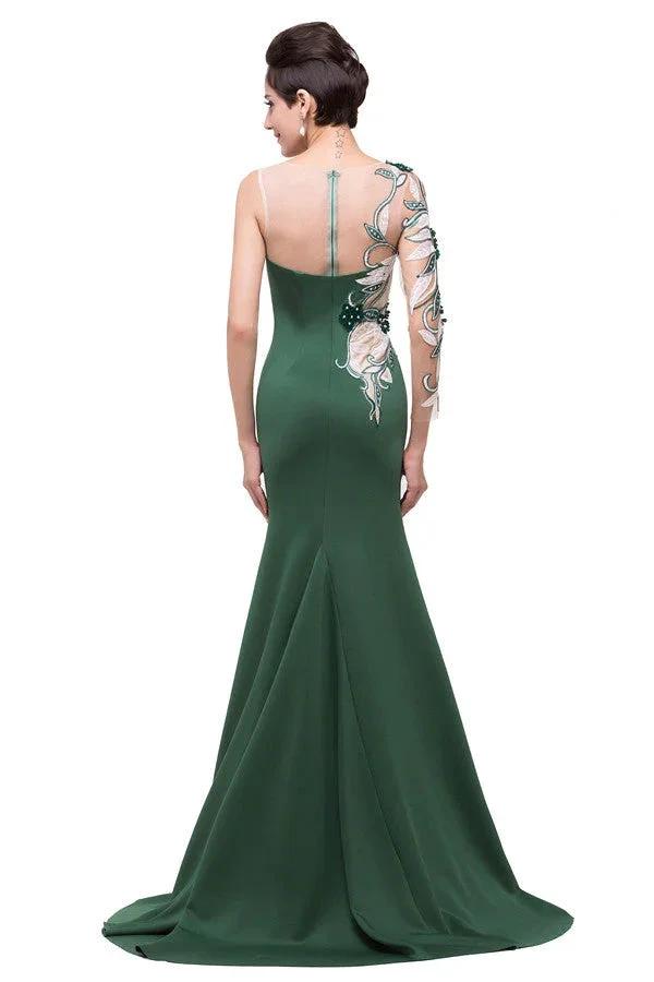 Mermaid Bateau Floor-length One-Shoulder Prom Dresses by misshow.com