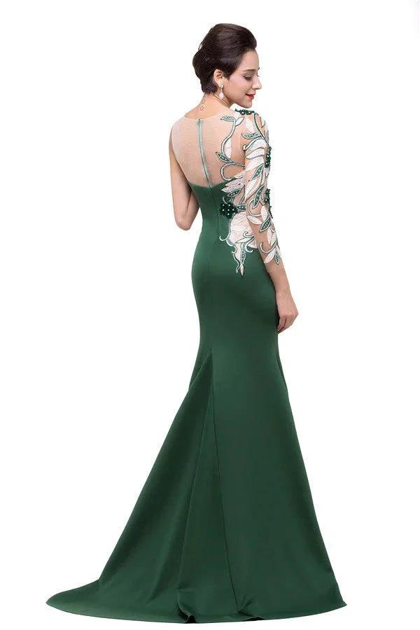 Mermaid Bateau Floor-length One-Shoulder Prom Dresses by misshow.com