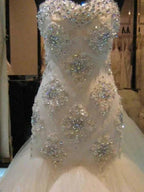 Mermaid Beading Sleeveless Tulle Sweetheart Wedding Dress by misshow.com