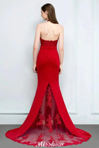 Mermaid Charmeuse Lace Halter SleevelessBridesmaid Dress Floor-Length Prom Dress by misshow.com