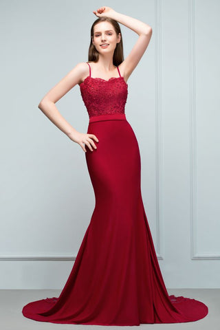 Vestidos de dama de honor de sirena con encaje charmeuse, tirantes finos, escote corazón, sin mangas, largo hasta el suelo, con cuentas