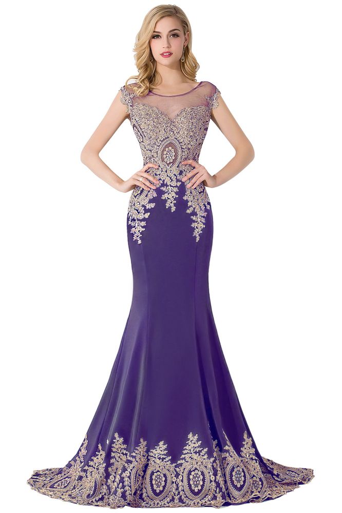 Mermaid Court Train Chiffon Evening Dress with Appliques