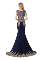 Mermaid Court Train Chiffon Evening Dress with Appliques