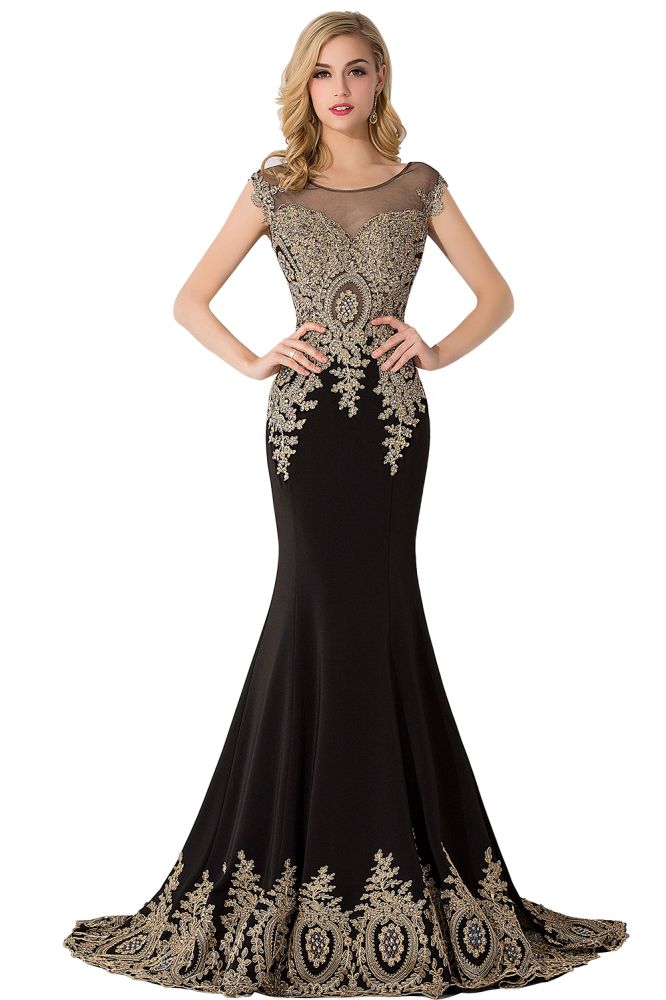 Mermaid Court Train Chiffon Evening Dress with Appliques