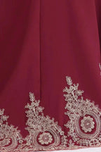 Mermaid Crew Sweep Train Sleeveless Appliques Burgundy Evening Dresses by misshow.com