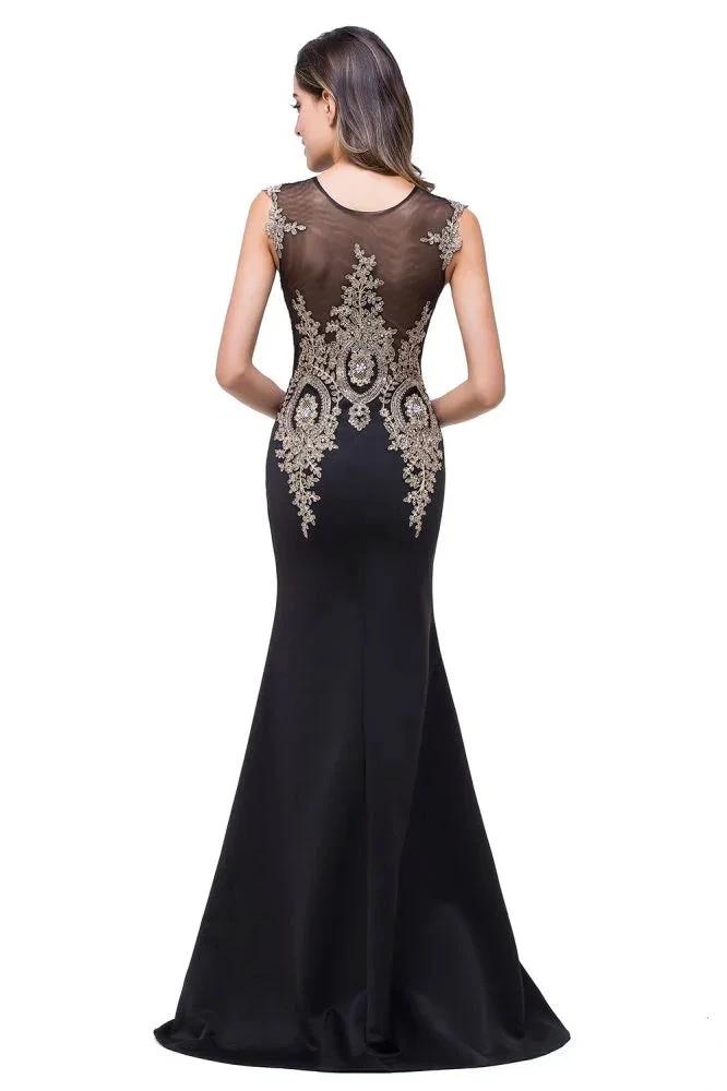Mermaid Floor-length Chiffon Evening Dress with Appliques by misshow.com