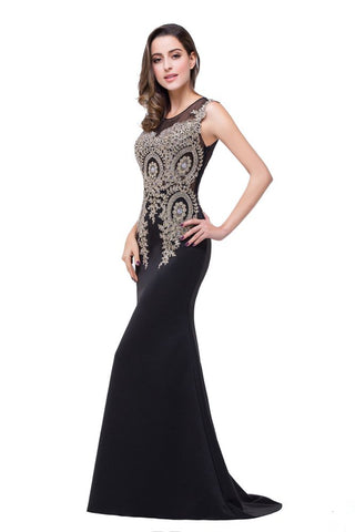 Meerjungfrau bodenlanges Chiffon-Abendkleid mit Applikationen