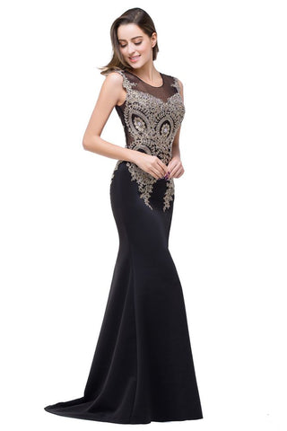 Meerjungfrau bodenlanges Chiffon-Abendkleid mit Applikationen