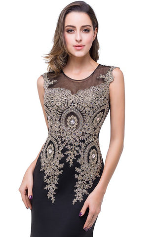 Meerjungfrau bodenlanges Chiffon-Abendkleid mit Applikationen
