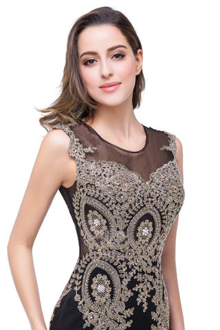 Meerjungfrau bodenlanges Chiffon-Abendkleid mit Applikationen