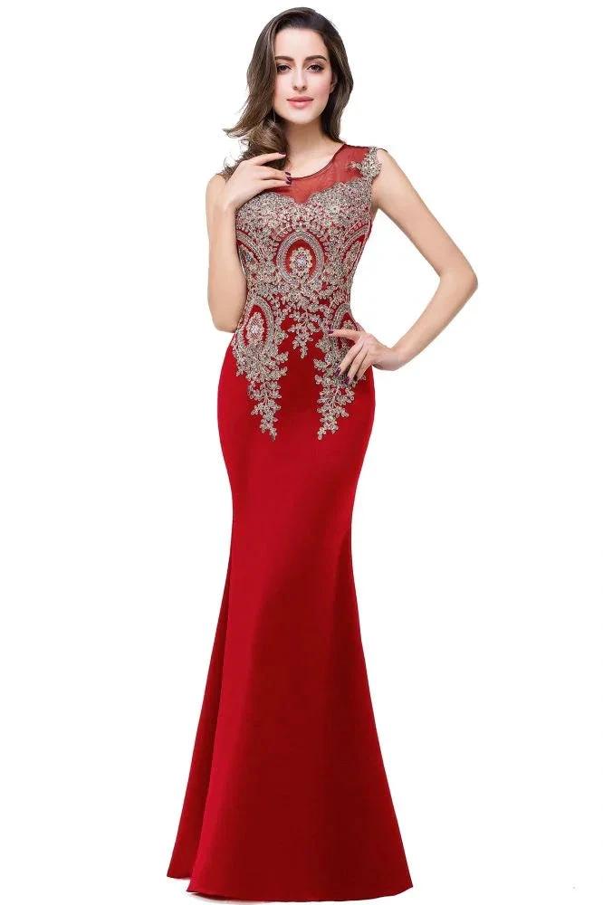 Mermaid Floor-length Chiffon Evening Dress with Appliques by misshow.com