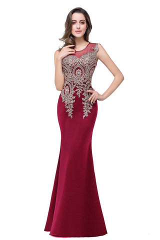 Meerjungfrau bodenlanges Chiffon-Abendkleid mit Applikationen