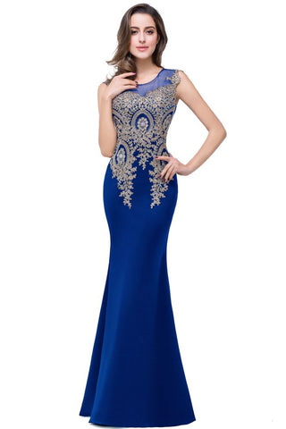 Meerjungfrau bodenlanges Chiffon-Abendkleid mit Applikationen