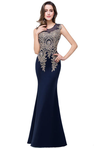 Meerjungfrau bodenlanges Chiffon-Abendkleid mit Applikationen