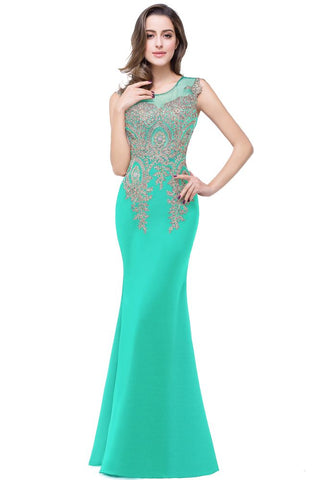Meerjungfrau bodenlanges Chiffon-Abendkleid mit Applikationen