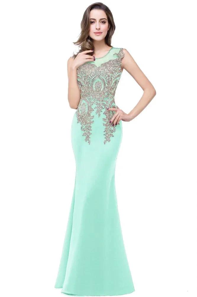 Mermaid Floor-length Chiffon Evening Dress with Appliques by misshow.com