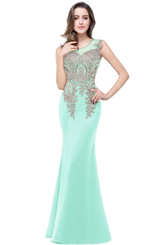 Meerjungfrau bodenlanges Chiffon-Abendkleid mit Applikationen