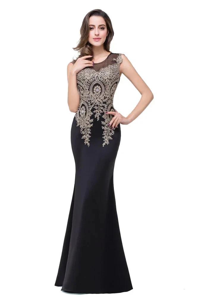 Mermaid Floor-length Chiffon Evening Dress with Appliques by misshow.com