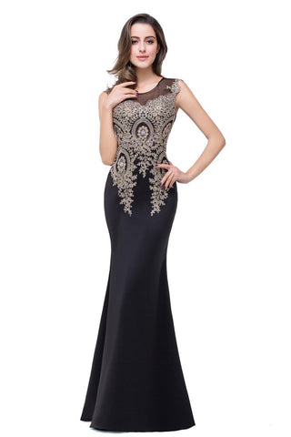 Meerjungfrau bodenlanges Chiffon-Abendkleid mit Applikationen