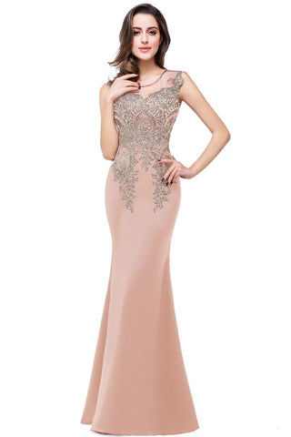 Meerjungfrau bodenlanges Chiffon-Abendkleid mit Applikationen