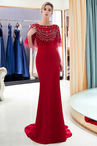 Mermaid Floor Length Crystal Beading Formal Dress