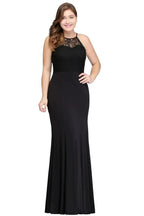 Mermaid Halter Floor Length Plus size Black Evening Dresses with Lace by misshow.com