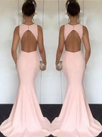 Mermaid Jewel Sleeveless With Ruched Silk like Satin Prom Dresses by misshow.com