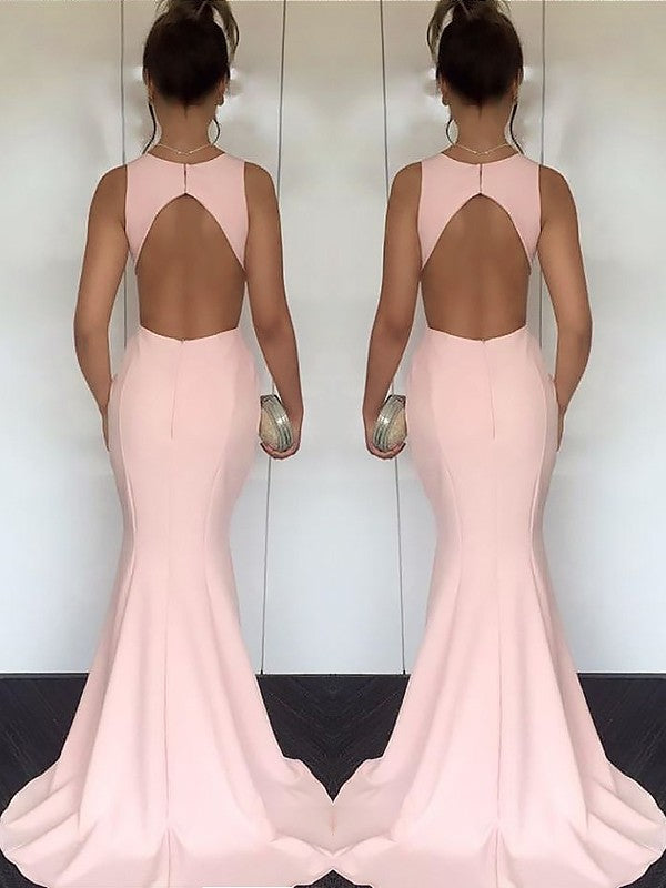 Mermaid Jewel Sleeveless With Ruched Silk like Satin Prom Dresses Main Image