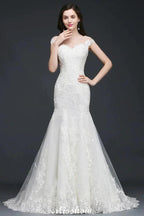 Mermaid Jewel Tulle Lace Wedding Dress by misshow.com