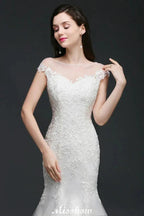 Mermaid Jewel Tulle Lace Wedding Dress by misshow.com