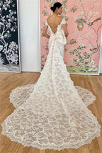 Mermaid Lace Off-the-Shoulder Formal Dresses Backless Bridal Wears by misshow.com