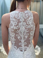Mermaid Lace Wedding Gown With Semi-Cathedral Train Racer Back Wedding Dress WD492 by pgmdress