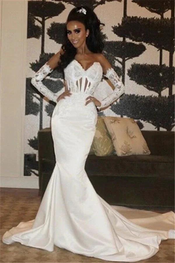 Mermaid New Arrival Wedding Dress Sweetheart Lace Up Bridal Wears by misshow.com