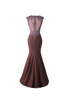 Mermaid Prom Dress Lace Appliques Sheer Back Bridesmaid Dress BD024 by pgmdress
