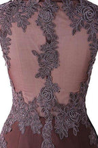 Mermaid Prom Dress Lace Appliques Sheer Back Bridesmaid Dress BD024 by pgmdress