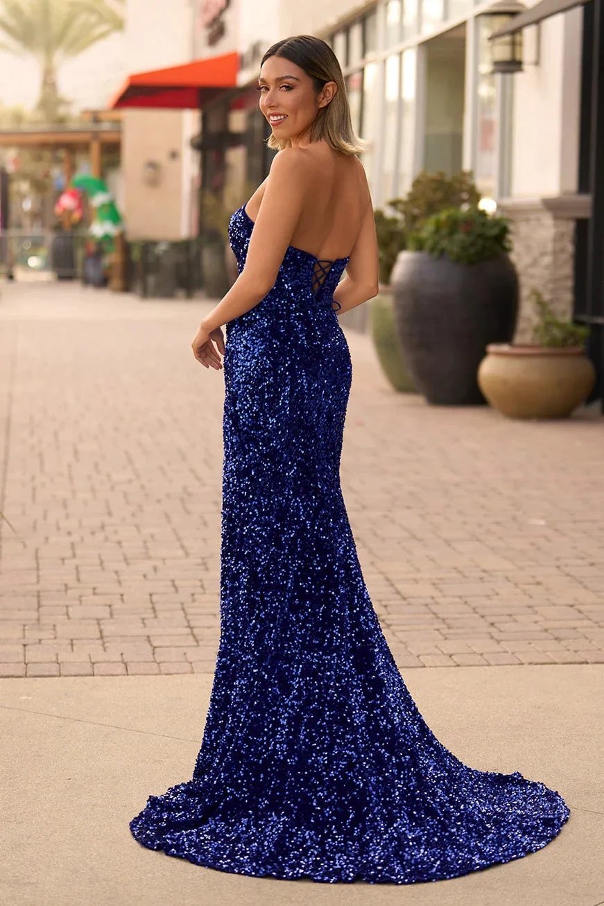 Dahlia |Mermaid Strapless Sequins Long Prom Dress with Slit by KissProm