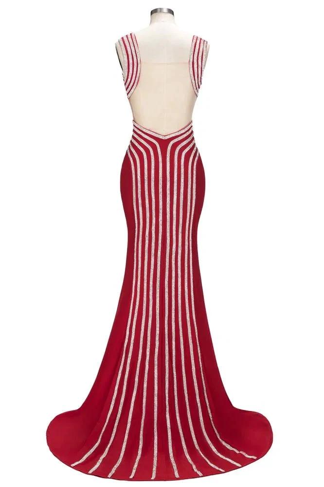 Mermaid Sleeveless Plus Size Floor Length Slit Sequins Patterns Prom Dresses by misshow.com