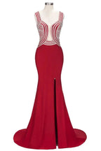 Mermaid Sleeveless Plus Size Floor Length Slit Sequins Patterns Prom Dresses by misshow.com