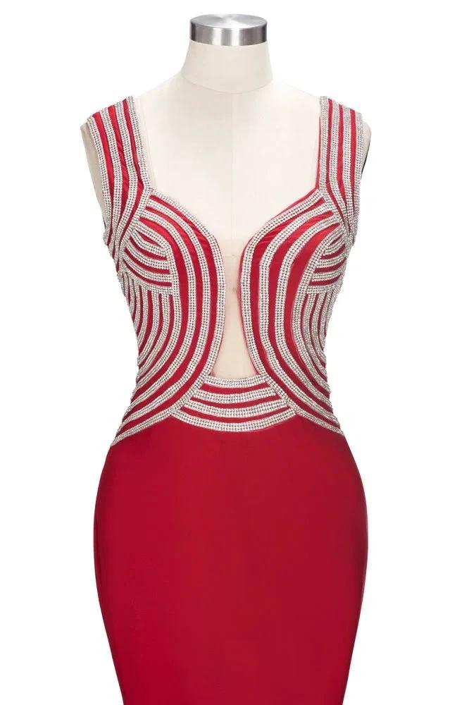 Mermaid Sleeveless Plus Size Floor Length Slit Sequins Patterns Prom Dresses by misshow.com