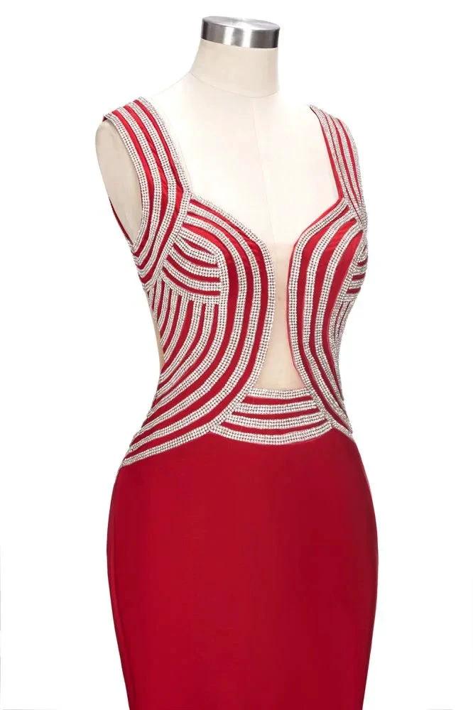Mermaid Sleeveless Plus Size Floor Length Slit Sequins Patterns Prom Dresses by misshow.com
