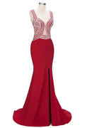 Mermaid Sleeveless Plus Size Floor Length Slit Sequins Patterns Prom Dresses by misshow.com