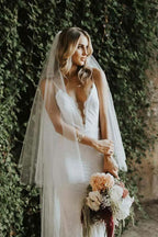 Mermaid Spaghetti Straps Low Cut Backless Lace Wedding Dress WD310 by pgmdress