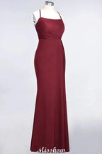 Mermaid spandex Lace Spaghetti-Straps Sleeveless Floor-Length Bridesmaid Dress by misshow.com