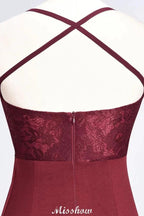 Mermaid spandex Lace Spaghetti-Straps Sleeveless Floor-Length Bridesmaid Dress by misshow.com