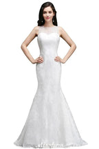 Mermaid Sweep Train Lace New Arrival Wedding Dresses with Buttons by misshow.com
