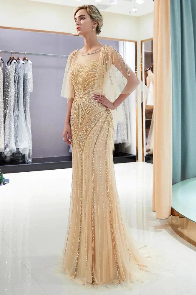 Mermaid Sweetheart Illusion Neckline Sequins Beading Evening Dresses by misshow.com